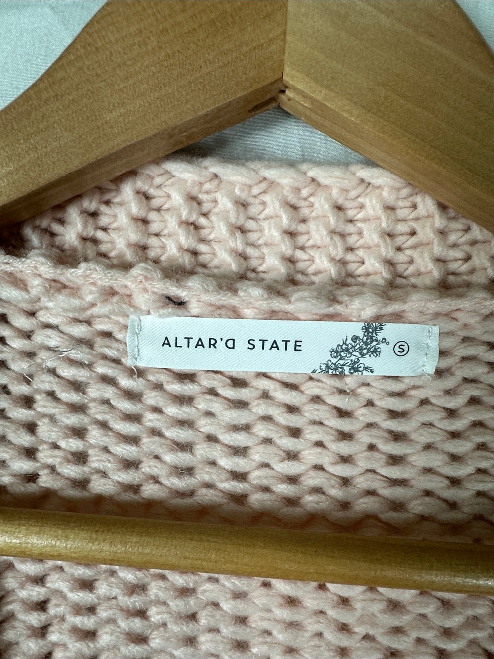 Altar'd State Pink Daisy Applique Open-Front Cardigan - Picture 2 of 7